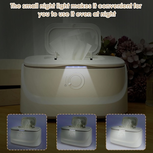 Baby Wipe Warmer, LED Light Wipe Dispenser, 3 Modes 50-60 ℃, Thermos