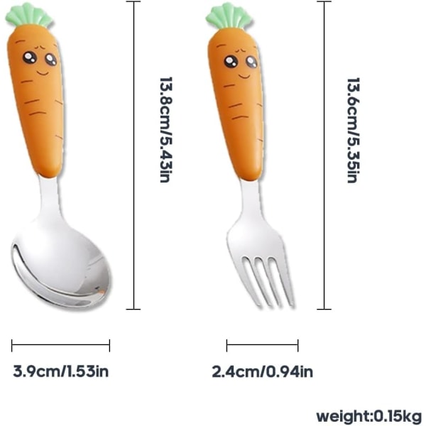 2 osaa lasten ruostumattomasta teräksestä valmistettu ruokailuvälineiden setti, ruostumattomasta teräksestä valmistettu lasten ruokailuvälineiden setti