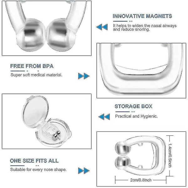 4-pack Silikonmagnetiska Snarkstoppande Enheter Anti-Snarkklämma Professionella Sömnmedel Lindrar Snarkning Hög Kvalitet