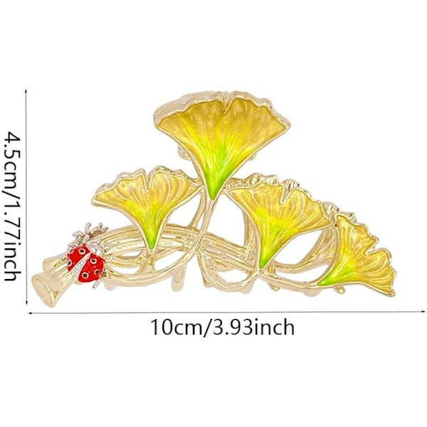 2-delt sett med hårklyper i metall med ginkgo-blad for