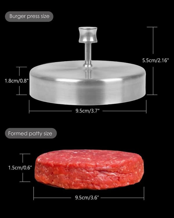 1 stk Hamburgerpresse - burgerform, 3,6\" / 9,5 cm rustfritt stål