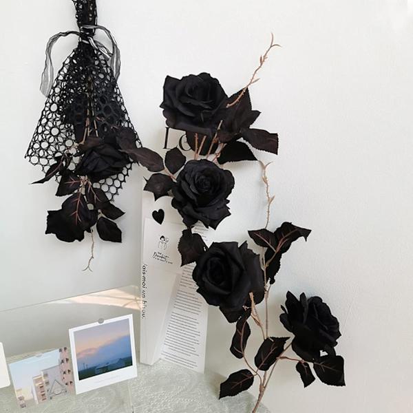 4 stk. Kunstige Falske Blomster Sorte Rose Planter Kunstige