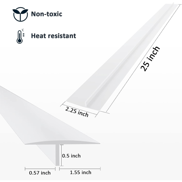 2 stk. (Hvid) Silikon Komfur-Bord-Mellemrum Dækning, 63cm/25\" Lang