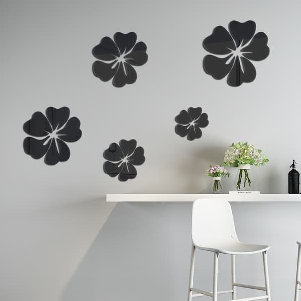 5 st Flower Mirror Blommönster Väggdekal 3D Hem