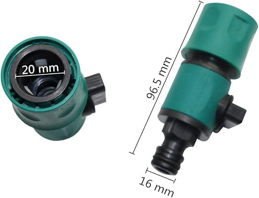 Limmad hylsor för trädgårdsslang med ventil 16mm 2 snabbkopplingar