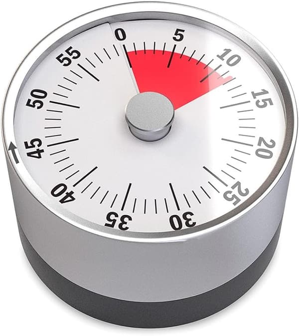 Mekanisk og magnetisk timerbase. Op til 60 minutter. Hørbar