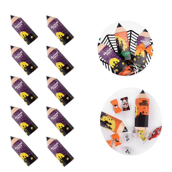 10 st Cartoon Penna Presentask Candy Presentask Halloween Rolig