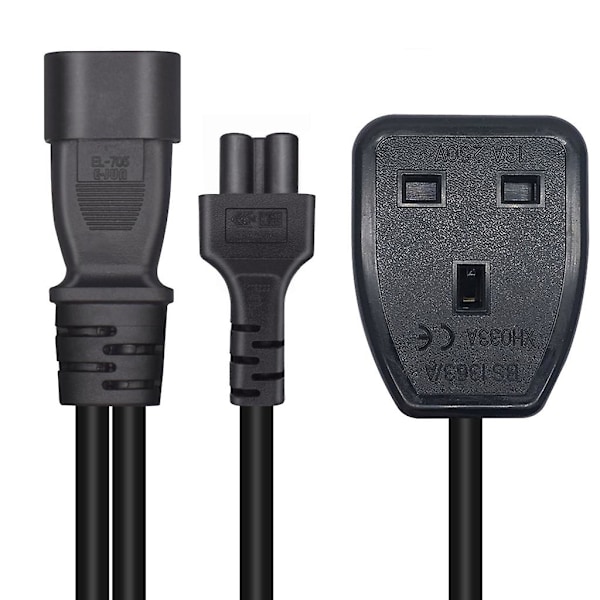 Y-splitter strømkabel C14 til C5+UK13A konnektoradapter ledning strømledning
