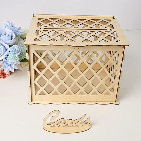 Elegant DIY Trälåda för Kort med Återanvändbar Ihålig Design, Kort