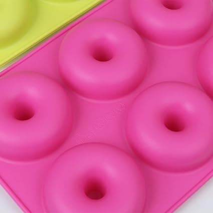 3 sett med donutformer for baking av donuts - grønn, rosa, blå