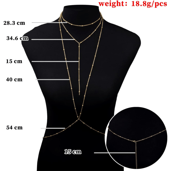 1pcs（Gold）Bohemian Beads Body Chain Waist Chain Bikini Body