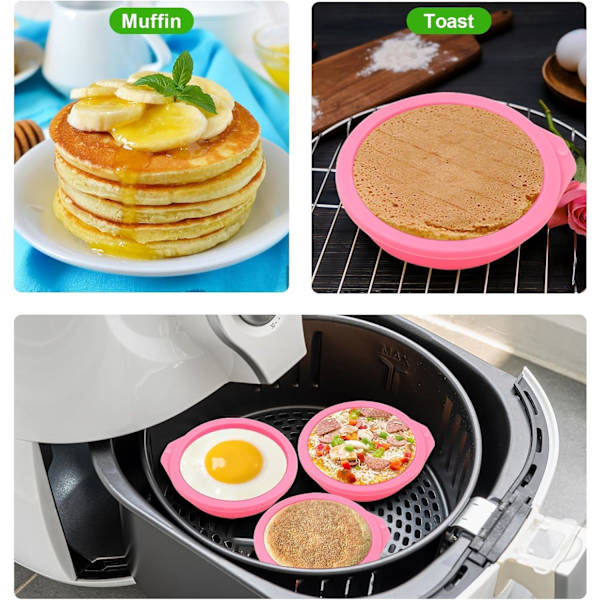4 st Air Fryer Äggrunda Formar i Silikon för Muffinslock, Toast, Icke-Klibbiga Air Fryer Tillbehör