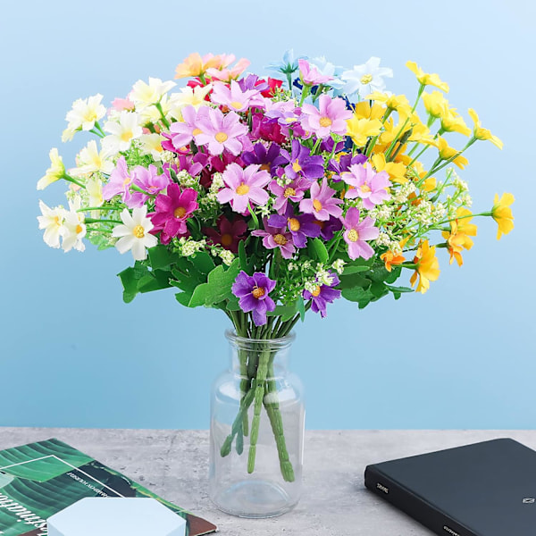 6 Bundter Kunstige Udendørs Blomster Grønt Resistent Plastik