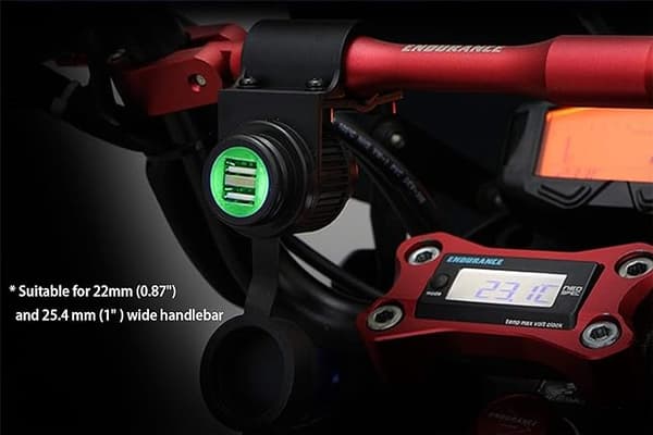 USB-oplader med magnetisk switch til motorcykel 4 amp - forhindrer