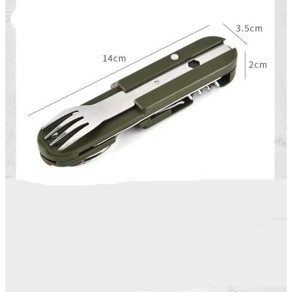 Foldbart Spisebestik i Rustfrit Stål til Udendørs Camping - 7-i-1