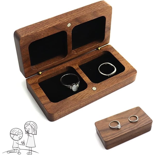 Träringbox, valnötsringbox, smyckeskrin, vigselringbox
