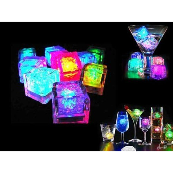 Sett med 12 LED-lysende isbiter, for champagnetårn, fest,