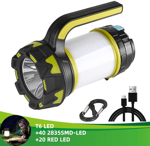USB-oppladbart LED-bærbar lys (gul), 3000mAh Camping