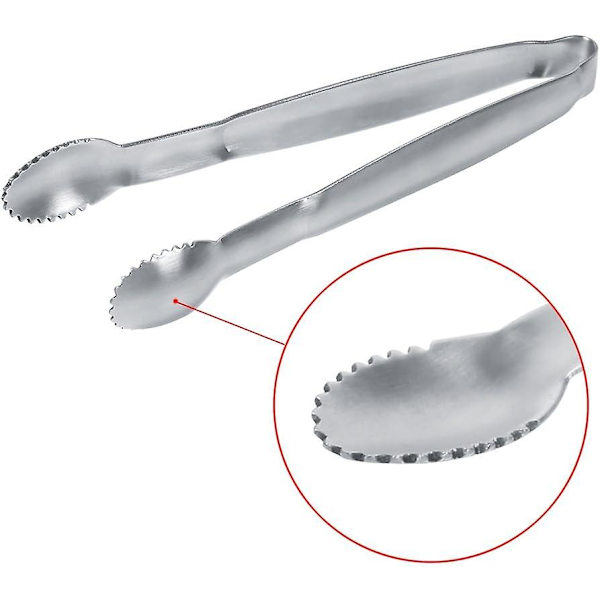 【2-pack】Rostfria sockerklämmor Mini serveringsklämma Isbitar Klämmor Silver BBQ Mat Sallad Bröd Tårta Godis Köksredskap för Middag/BBQ/Socker
