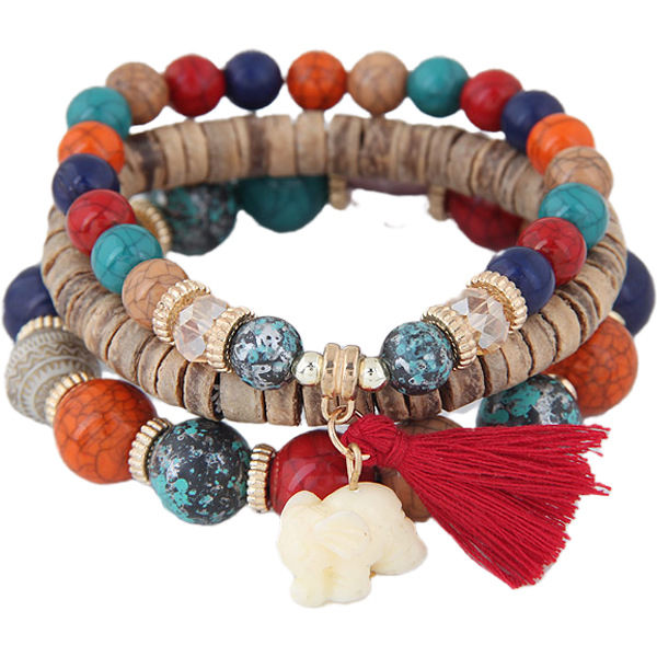 Julearmbånd Kvinder Træperler Armbånd Boho Lille