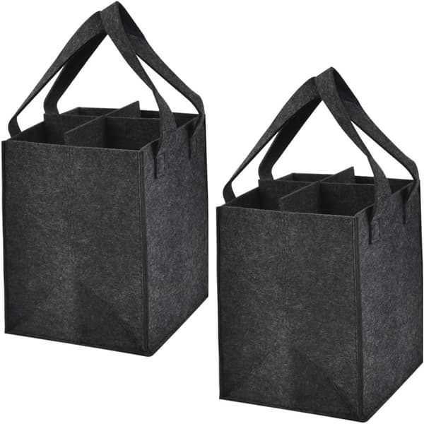 2 kpl huopapullokassi 4 pullolle (harmaa), 16*16*28cm huopapulloteline