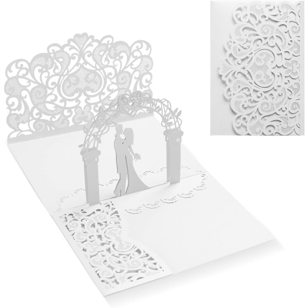 1 Stk Hvid 3D Bryllups Invitation Stående 3D Bryllup