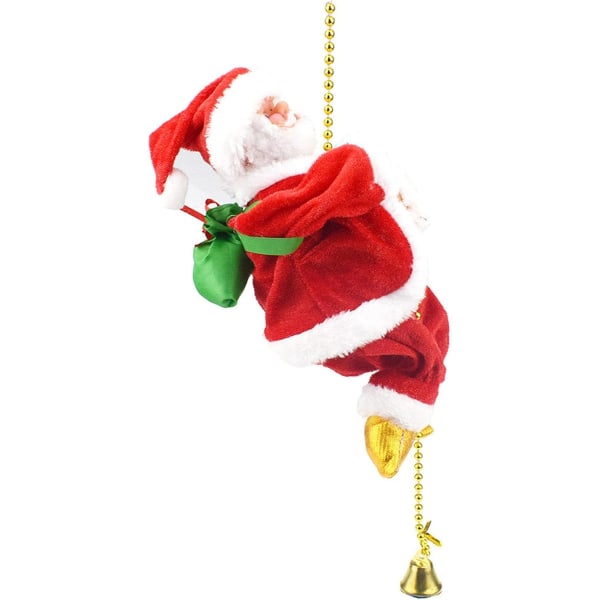 Musikalisk jultomte klättrar på rep elektrisk leksak med musik