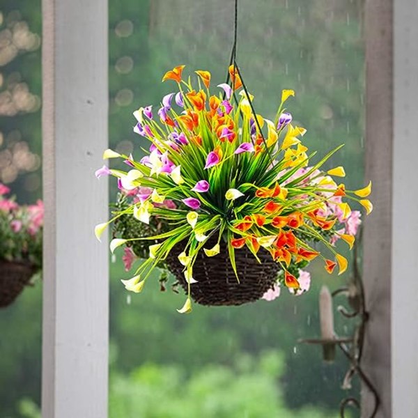 5 stk kunstige blomster, plast dekorative blomster, kunstige