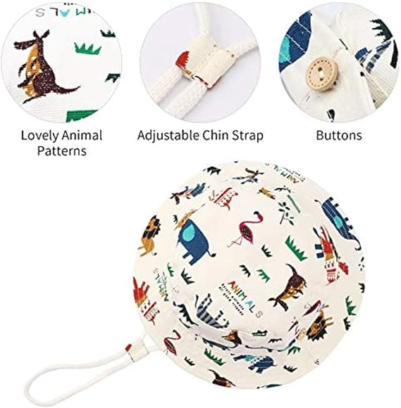 Vit bakgrund djur - Baby flicka barn solhatt unisex vikbar