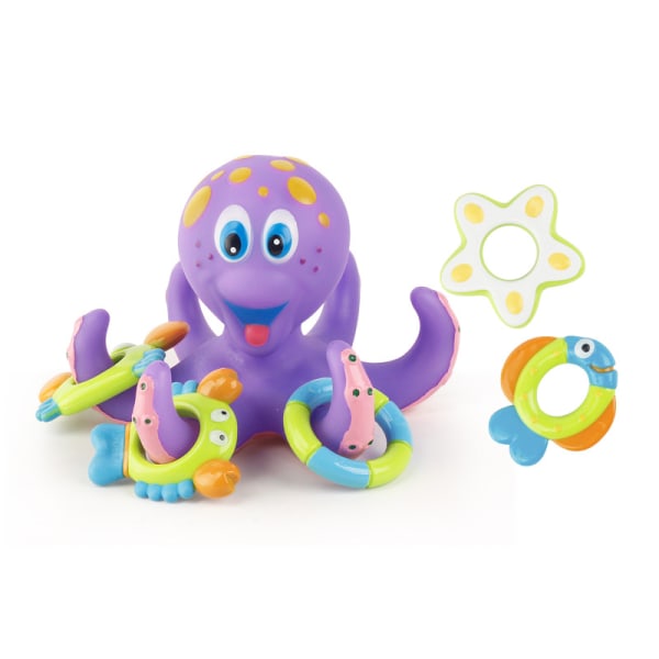 Octopus badleksak med 3 ringar - interaktiva badleksaker för baby