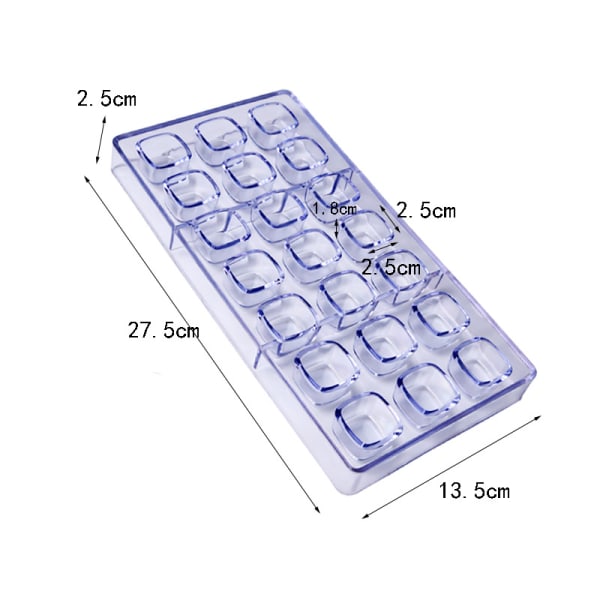 21 fyrkantiga form Klar hårdplast fyrkantig is