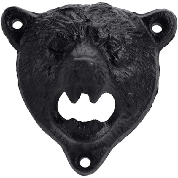 1 Styck Black Bear Head Wall Flasköppnare, Vägghängd öl