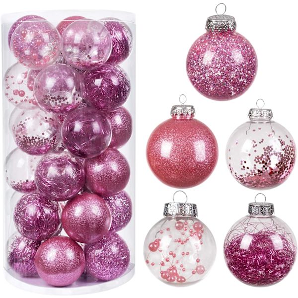 30 stycken julgranskulor, 5 stilar guld jul
