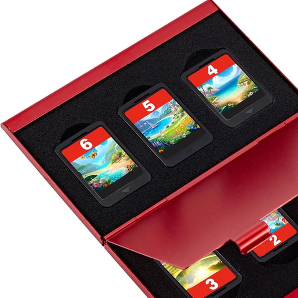 Switch Spelhållare, Spelhållare med Förvaring för 6 Spel, Switch Spel Case Väska, Röd