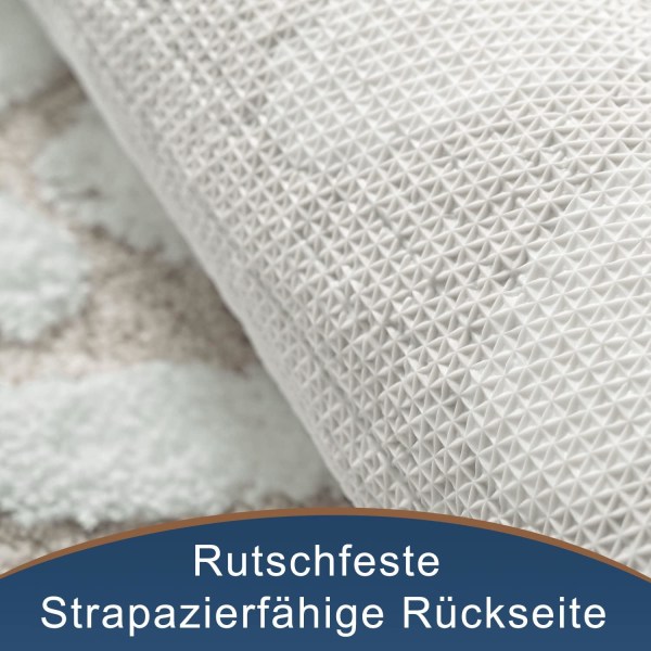 Hvit Blomst Beige Badematte (Khaki Farge) - 50 x 80cm Sklisikker Badematte