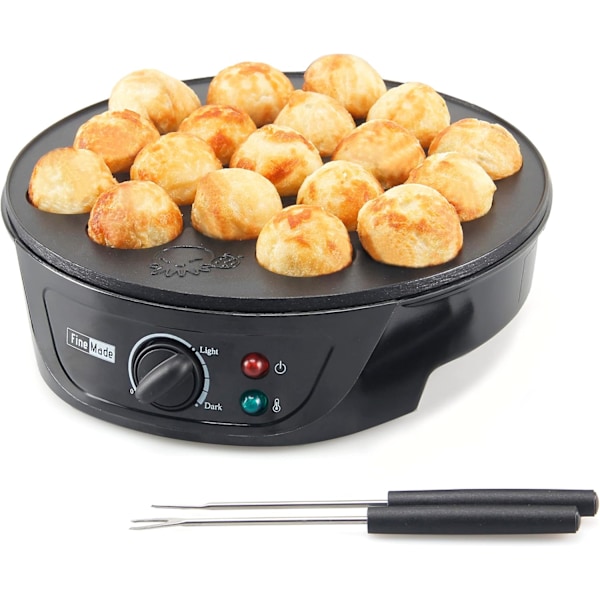 Takoyaki Maker Pan med Temperaturkontroll, Verktøy og Oppskrifter, Lag 18 Japanske Blekksprutboller Samtidig, Enkel å Bruke