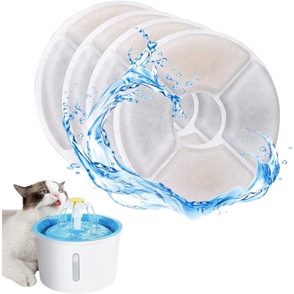 4st Cat Water Fontän Filter Hund Katt Filter Runt utbyte