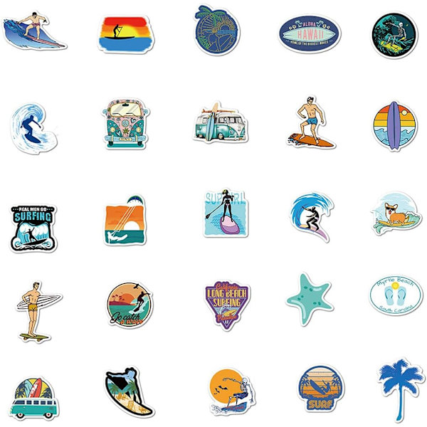 Sommar Surfing Stickers för Vattenflaskor, Laptop, Kylskåp,