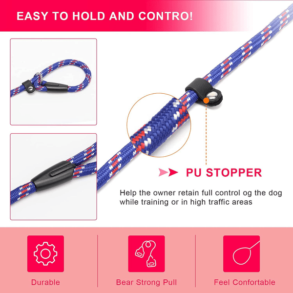 Coolrunner 2 stk. Slitesikker Hund Slip Tau Leash, 5 FT Hundetrening