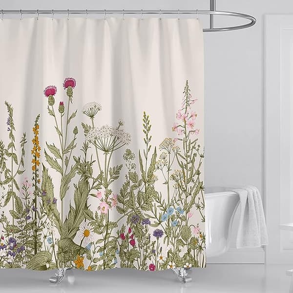 Blommig Duschdraperi (180*180cm) Vattentät och Mögelresistent