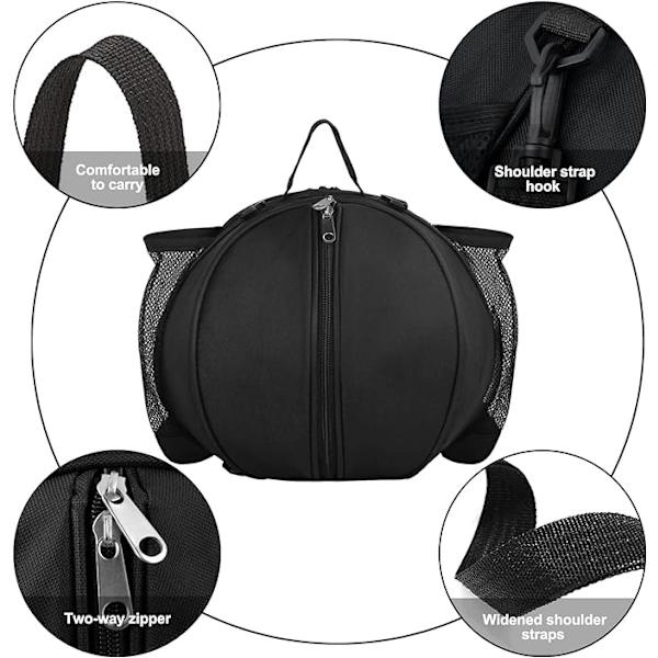 1 svart basketballbag, sportsbag med lommer, bærbar