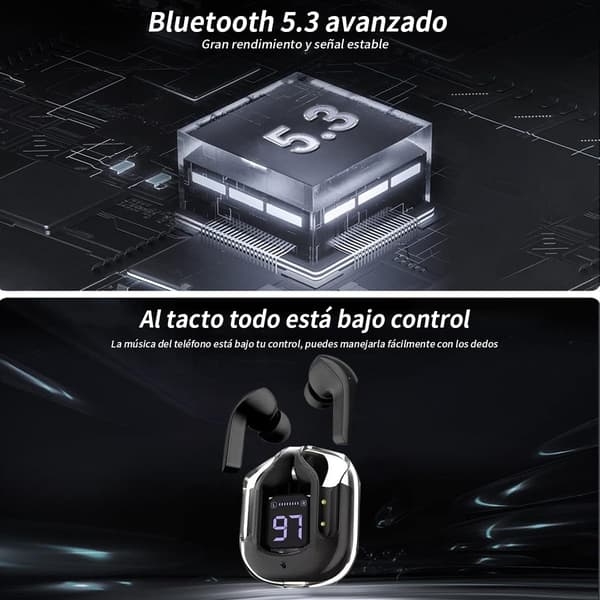 Trådlösa hörlurar, Bluetooth-hörlurar, Bluetooth 5.3, TWS, Smart Touch Control, Snabbladdning och Långvarig