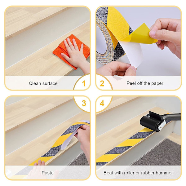 Sklisikker Sikkerhetstape, 2 Tommer x 10 Meter Sklisikker Trappetrinntape for