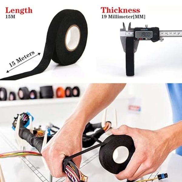 19mm x 15m sort scotch tape 4 ruller, Sort Isolerende Klæbebånd