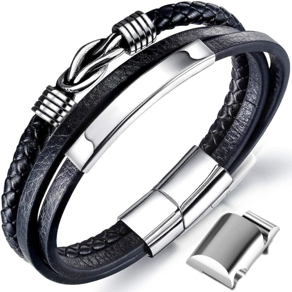 Flätat Läderarmband för Män - Flätat Äkta Läder