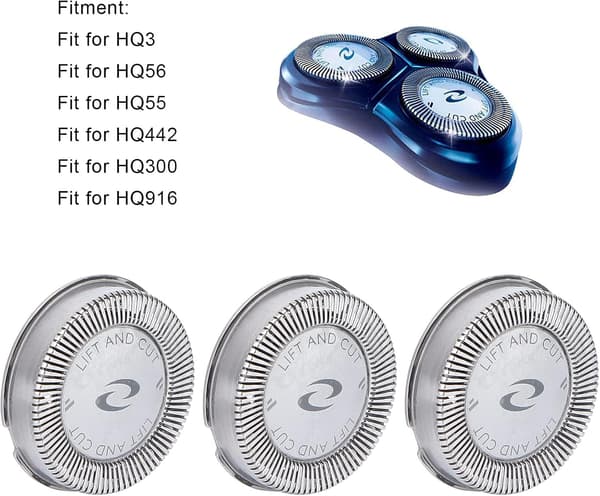 Reservehode for elektrisk barbermaskin, 3-delt, kompatible barberhoder for menn, hode