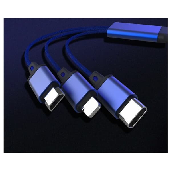 Multi USB-kabel, 3 i 1 multi USB-laderkabel nylon flettet hurtiglading - 1,2 m, rød