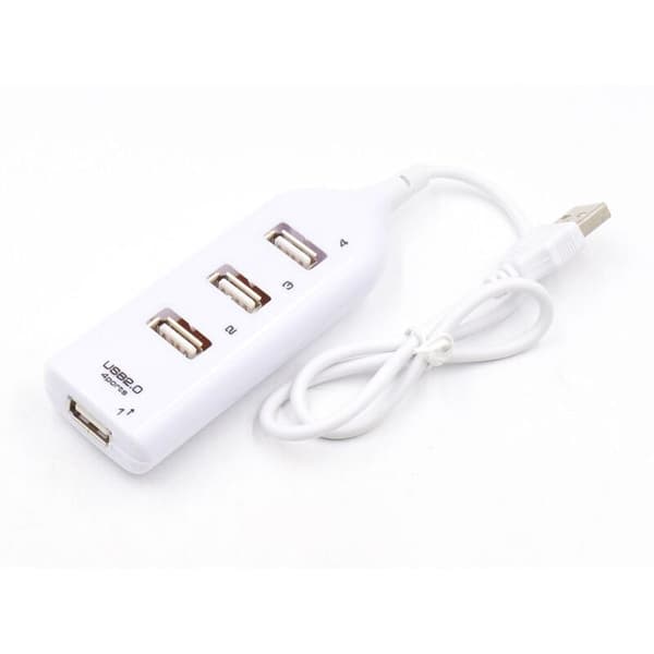 （Hvit）USB 2.0 Multi-USB Splitter Høy 4 Port USB Adapter for Lap