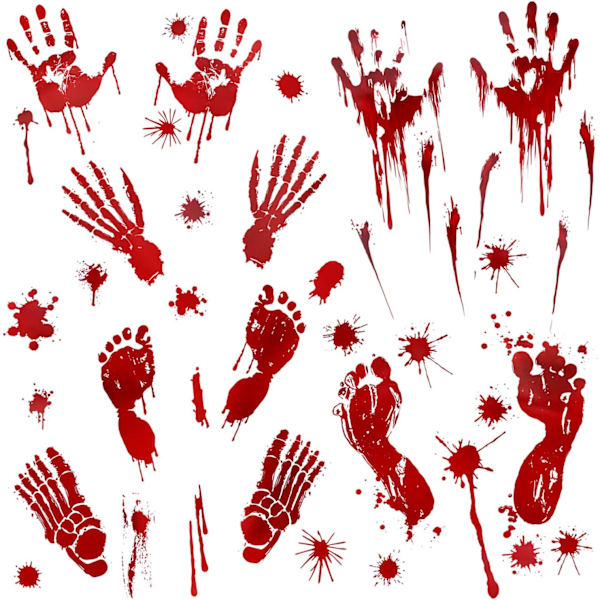 4 kpl Halloween Verenvuotavat Kädet ja Verenroiske Tarra Ikkunaan