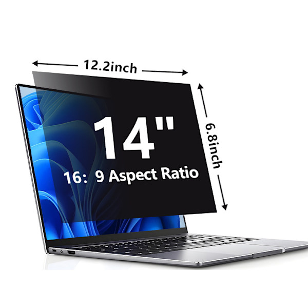 14 Tommer 16:9 Laptop Privatlivsfilter - Computerskærmsbeskyttelse og Anti-Refleksskjold